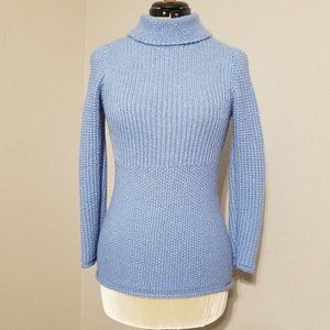 Hand Crafted Light Blue Knitted Wool Sweater Size S
